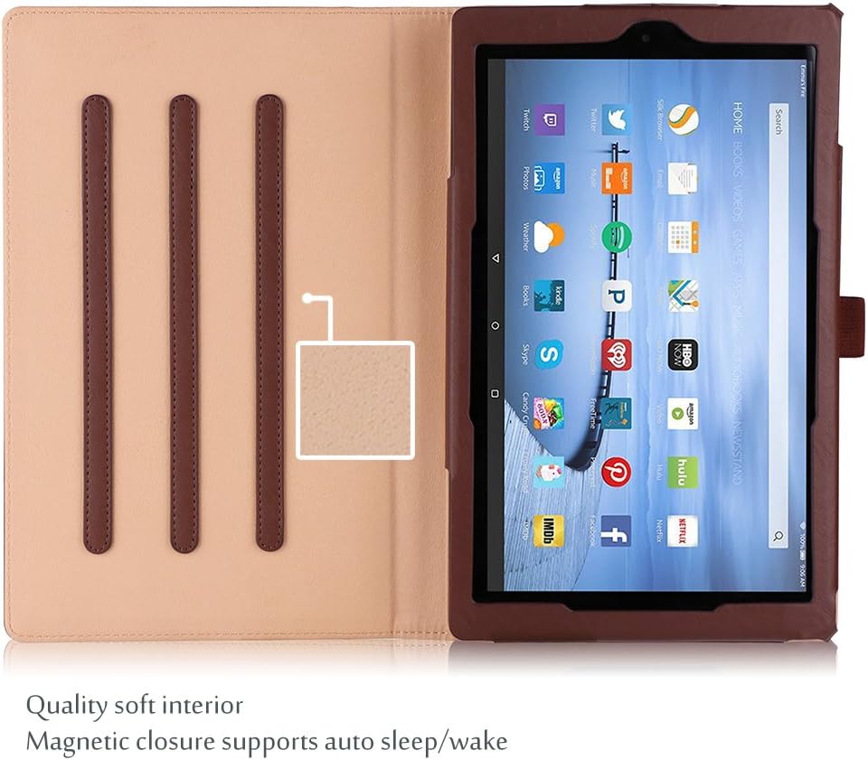 ProCase Amazon Fire HD 10 Case (9th / 7th Generation, 2019/2017 Released) – Stand Folio Folding Protective Cover for Kindle Fire HD 10.1" Tablet (7th Generation and 9th Generation) -Brown
