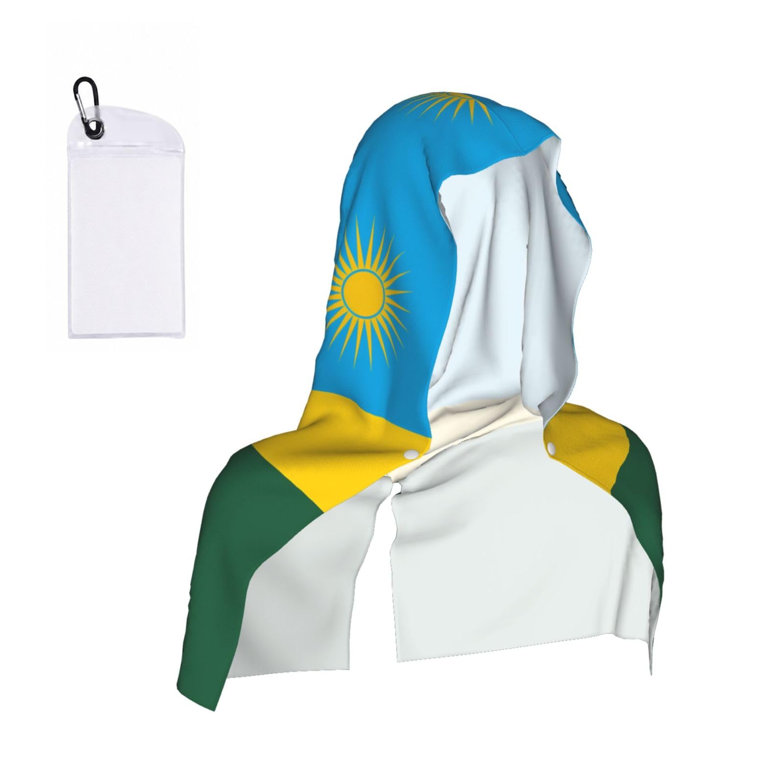 CNTDBU Flag of Rwanda Cooling Towel Hooded-Instant Chill Neck Cover for Sports, UV Cooling Rag for Running Gym