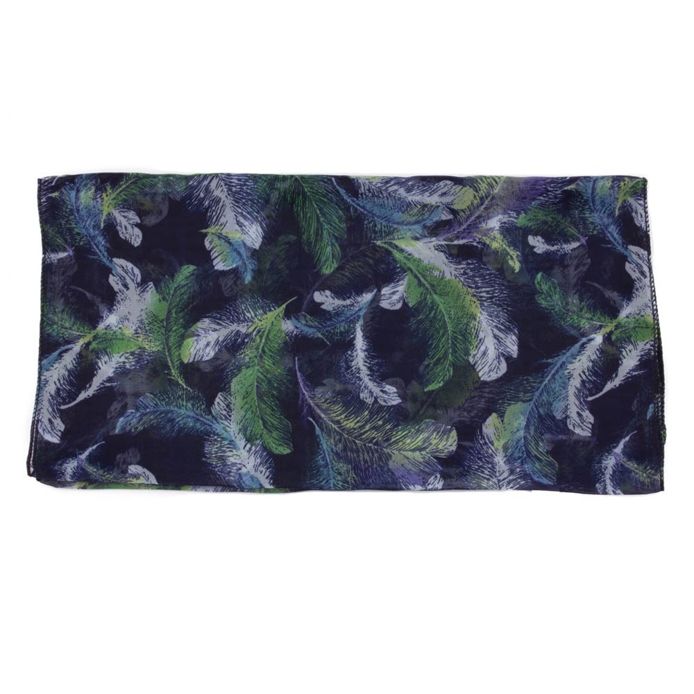 Mytoptrendz Women's Blue Mytoptrendz® Printed Lightweight Soft Chiffon Scarves Wrap Feathers Print Dress Scarf (Blue)