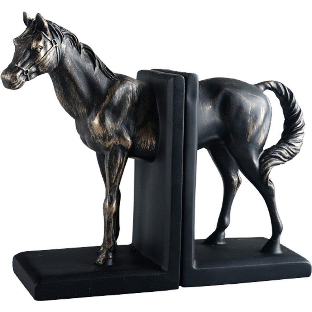 Serre-livre de sculptures de cheval vintage pour étagère