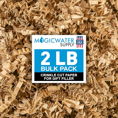 MagicWater Crinkle Cut Paper for Gift Baskets - 2LB Kraft - Perfect for Shredded Paper Filler, Basket Filler, Gift Boxes, Bridesmaid Gifts, Halloween Stuffers & More – Ideal for All Occasions