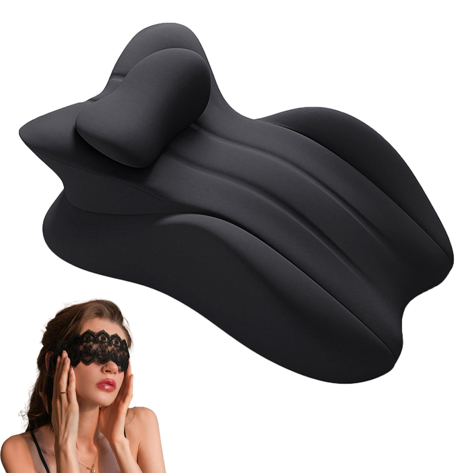 Bulnire Women's Black Sex Pillow For ,27° For Spinal Support,Couples Deep Position Support Pillow,Discreet Wedge Pillow For Couples, Intimacy Cushion, Posture Alignment, Ergonomic Design (Black)