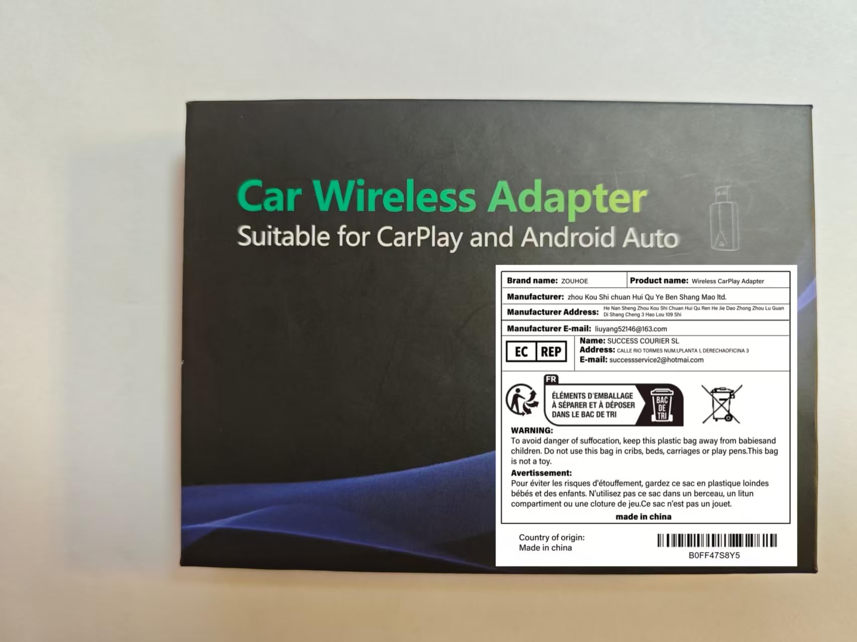 Adattatore CarPlay Wireless – Adattatore Android Auto Wireless, Wi-Fi 5,8GHz Plug & Play, Mini e Stabile, iOS 10+/Android 10+, Connessione Automatica Rapida per Auto dal 2016 in poi (19Pezzi)