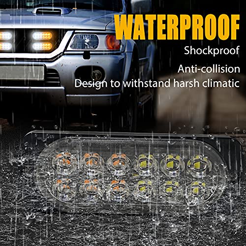 Dibms Led Strobe Emergency Lights, 8X Amber White 12 Led Surface Mount Strobe Warning Emergency Flashing Light Caution Construction Hazard Light Bar For Car Truck Van Lorry Off-Road Vehicles Suv #TOP3