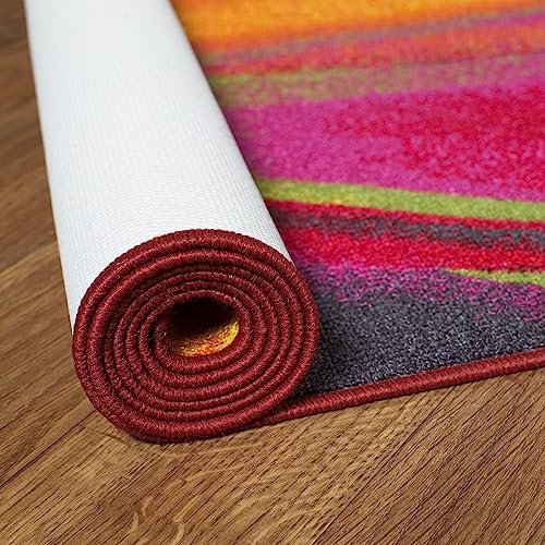 Rugshop Modern Contemporary Waves Non-Slip (Non-Skid) Area Rug Runner 2' X 7' (22" X 84") Multi #TOP2