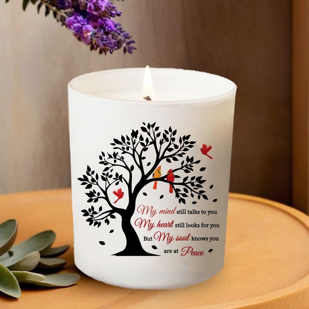 Sympathy Gifts for Loss of Loved One, Bereavement Gift Idea - My Mind Still Talks to You Lavender Scented Soy Wax Candle - Red Cardinal, Memorial, Grief, Think of You, Condolence Candle for Women - Image 4
