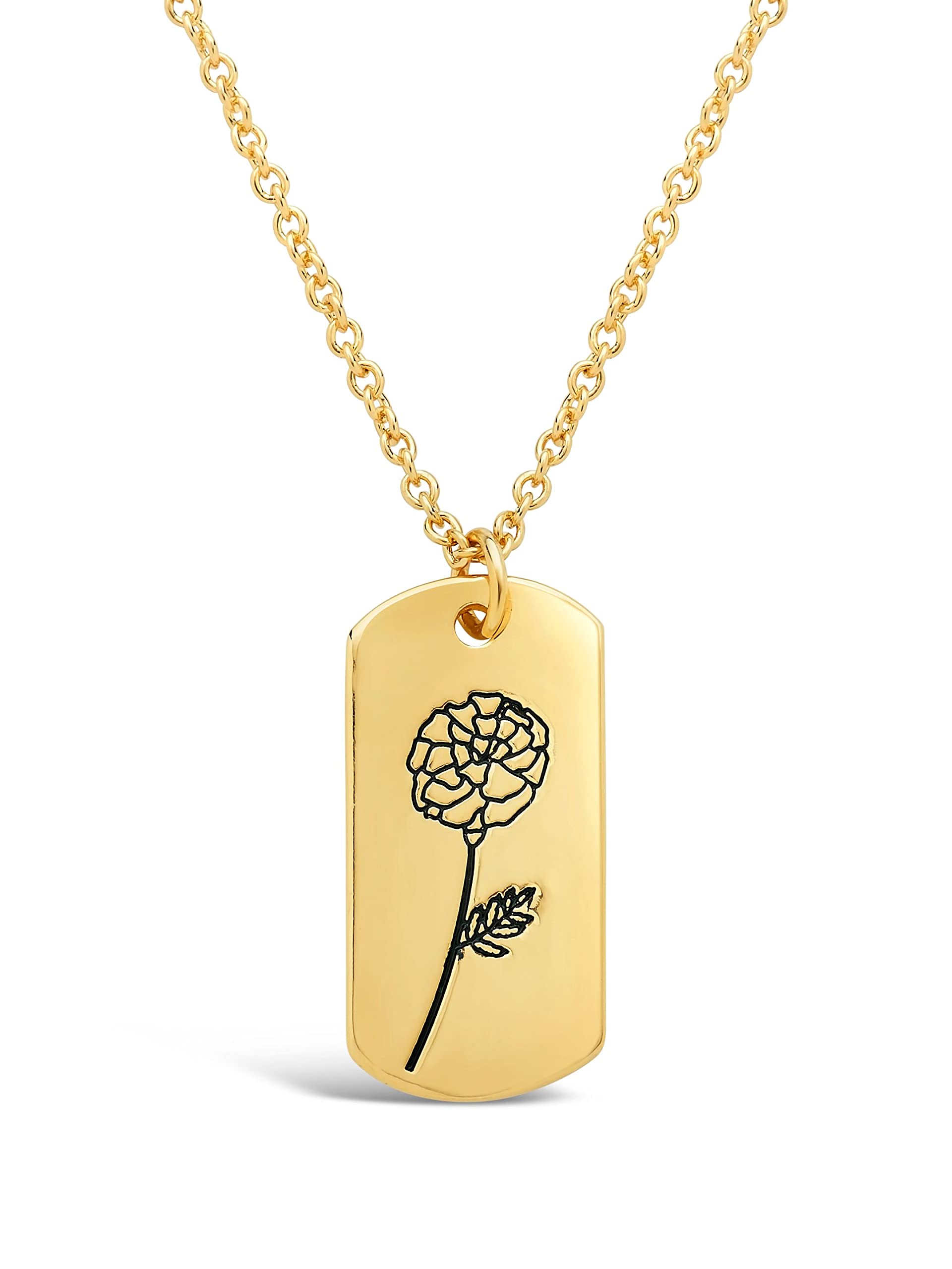 Sterling ForeverSterling Forever - Birth Flower Necklace - 14K Gold Plated or Rhodium Plated Brass - Statement Pendant - Adjustable Chain, Lobster Clasp - 16 Chain, 2 Extender - Nickel Free
