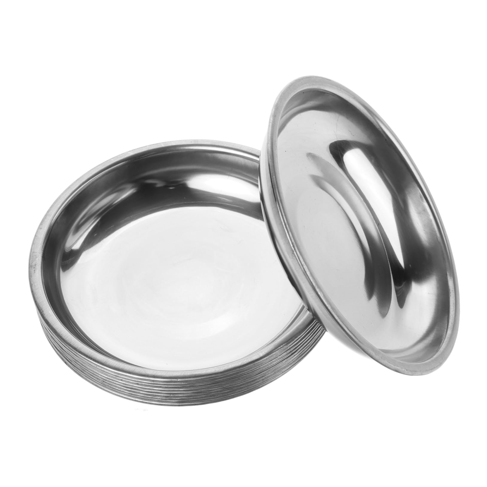 Wakauto 10pcs Small Round Stainless Steel Sauce Plates for Appetizers Dips and Snacks Metal Dishes for Charcuterie Board Portable and Lightweight for Outdoor Use Silver