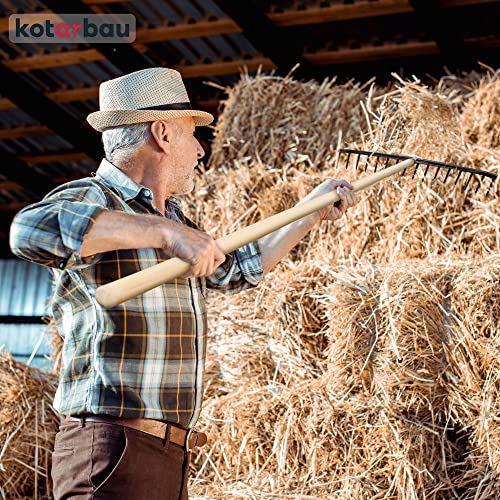 Foto von KOTARBAU® Robuster Rechen 550 mm 16 Zinken mit Stiel Laubbesen Laubharke Fächerbesen Laubfeger Laubfächer Laubrechen aus Kunststoff Schwarz