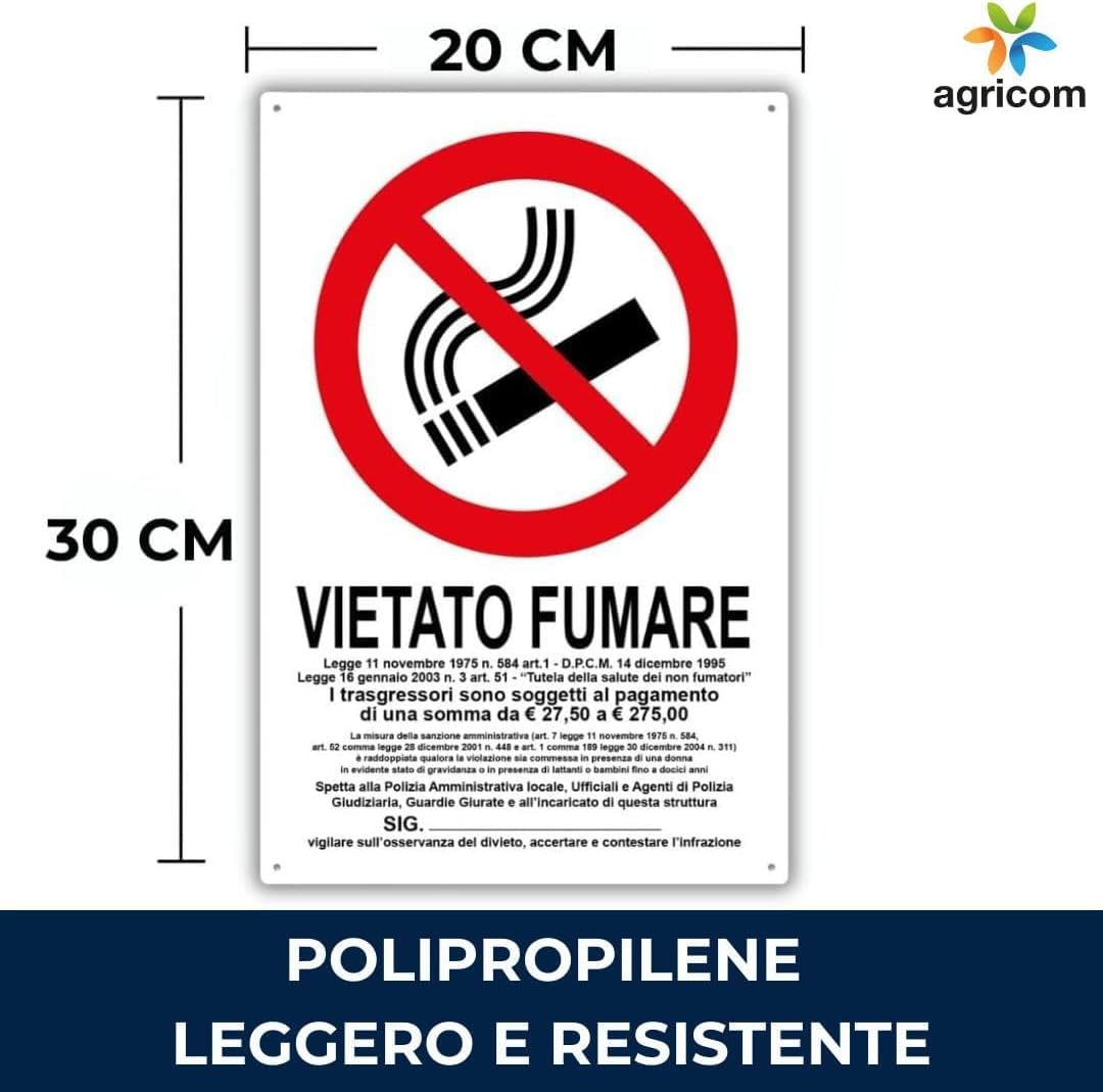 Cartello Vietato Fumare 20 Cm – In Alluminio, ASR A1.3/DIN 7010 – Resistente Alle Intemperie Per Esterni