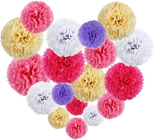 Miniatura 5 de XIKSXITN 12 pompones de papel de seda dorado morado para colgar, pompones de papel para decoración de fiestas (10 y 12 pulgadas)