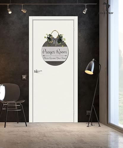 Miniatura 2 de KPSheng Letrero divertido para puerta delantera y exterior con texto en inglés "Prayer Room Please Remove Your Shoes for Front Door Out", divertidos