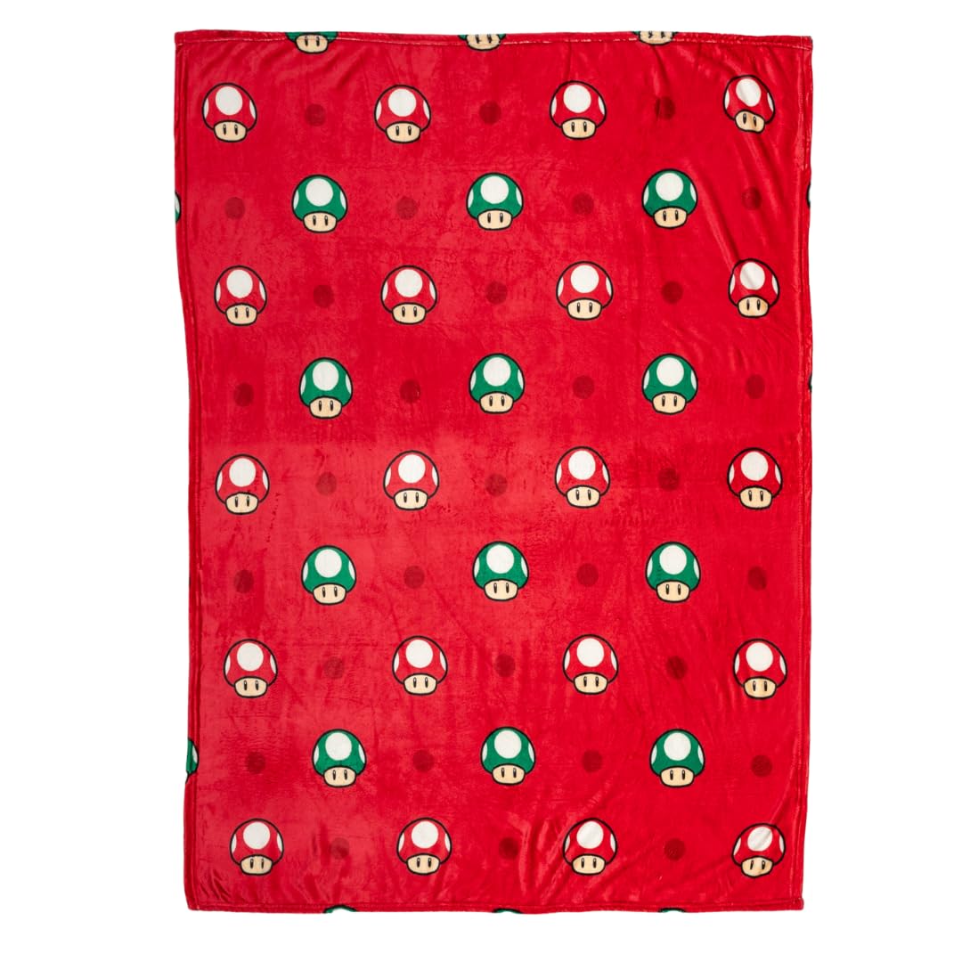Franco Nintendo Super Mario Gaming Toad Kids Bedding Super Soft Plush Throw Blanket, 46 in x 60 in, (Officially Licensed Product)