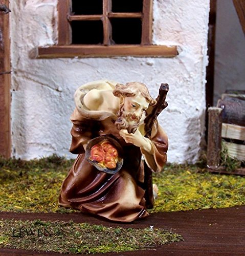Schäfer kniend mit Brotkorb aus Polyresin, für 11 cm Krippenfiguren