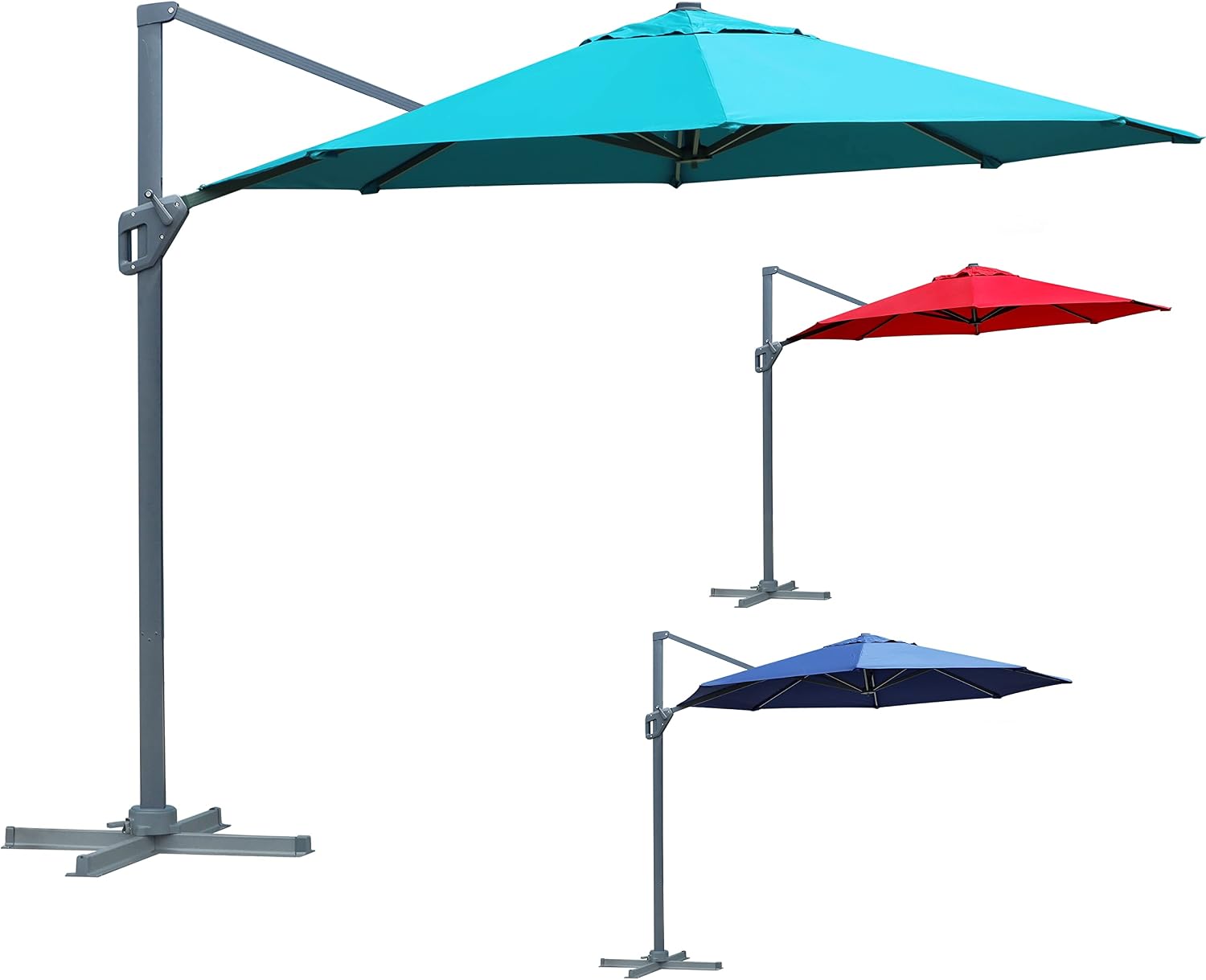 Blissun 11ft Offset Umbrella, Hanging Patio Umbrella with 360¡ã Rotation, Outdoor Cantilever Umbrella, Outside Market Umbrella with Easy Tilt for Garden, Backyard, Patio, Pool