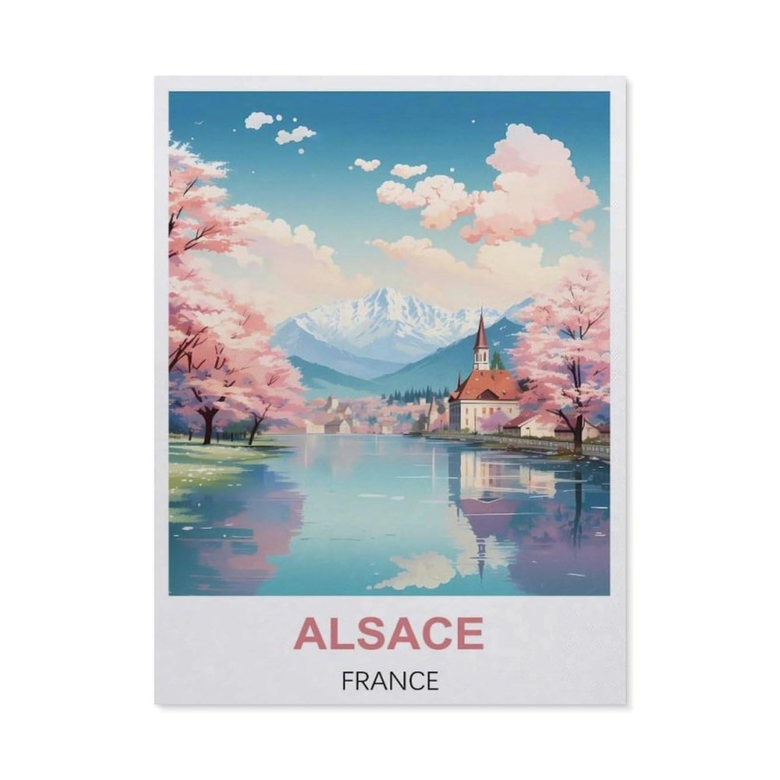 BEAYODKP Diamond Painting Kits for Adults and Kids，Alsace France Vintage Travel Posters，Full Drill Round Rhinestone Paint with Diamonds（50 x 60 cm/19.68 x 23.62 inches）-BZ92
