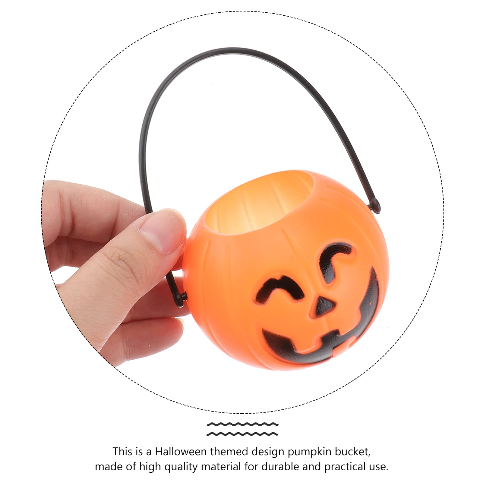 Cabilock Halloween Pumpkin Bucket 12 Pcs Pumpkin Plastic Treat Pails Trick or Treat Pots Candy Holder Pail with Handle for Halloween Party