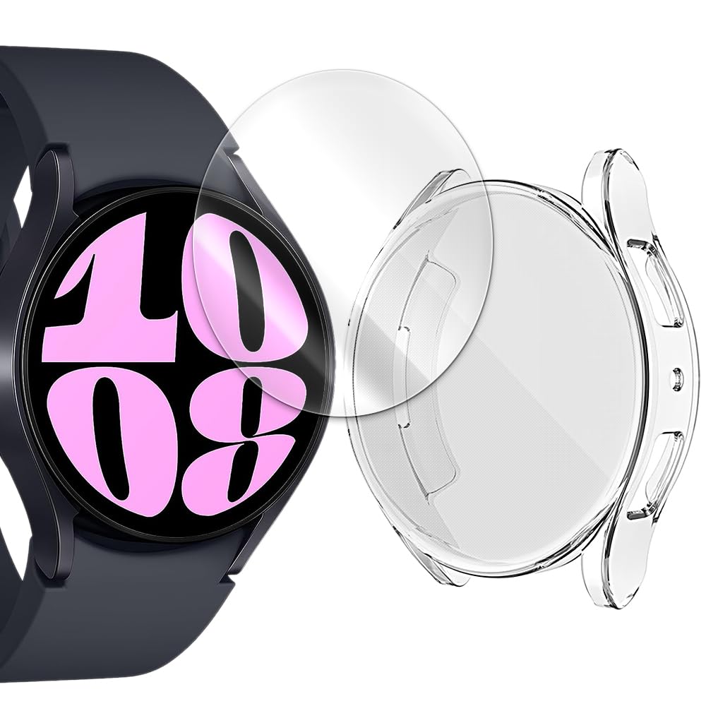 AceSoft Premium Real Ultra-Thin Anti-Bubble Wear-Resisting Tempered Glass Screen Protector Film Perfectly Fit Non-Slip Case Compatible with Samsung Galaxy Watch 6 44mm LTE SM-R945U