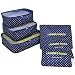 Hopsooken Travel Organizer Luggage Compression Pouches, Navy Spot (6-Piece Set)