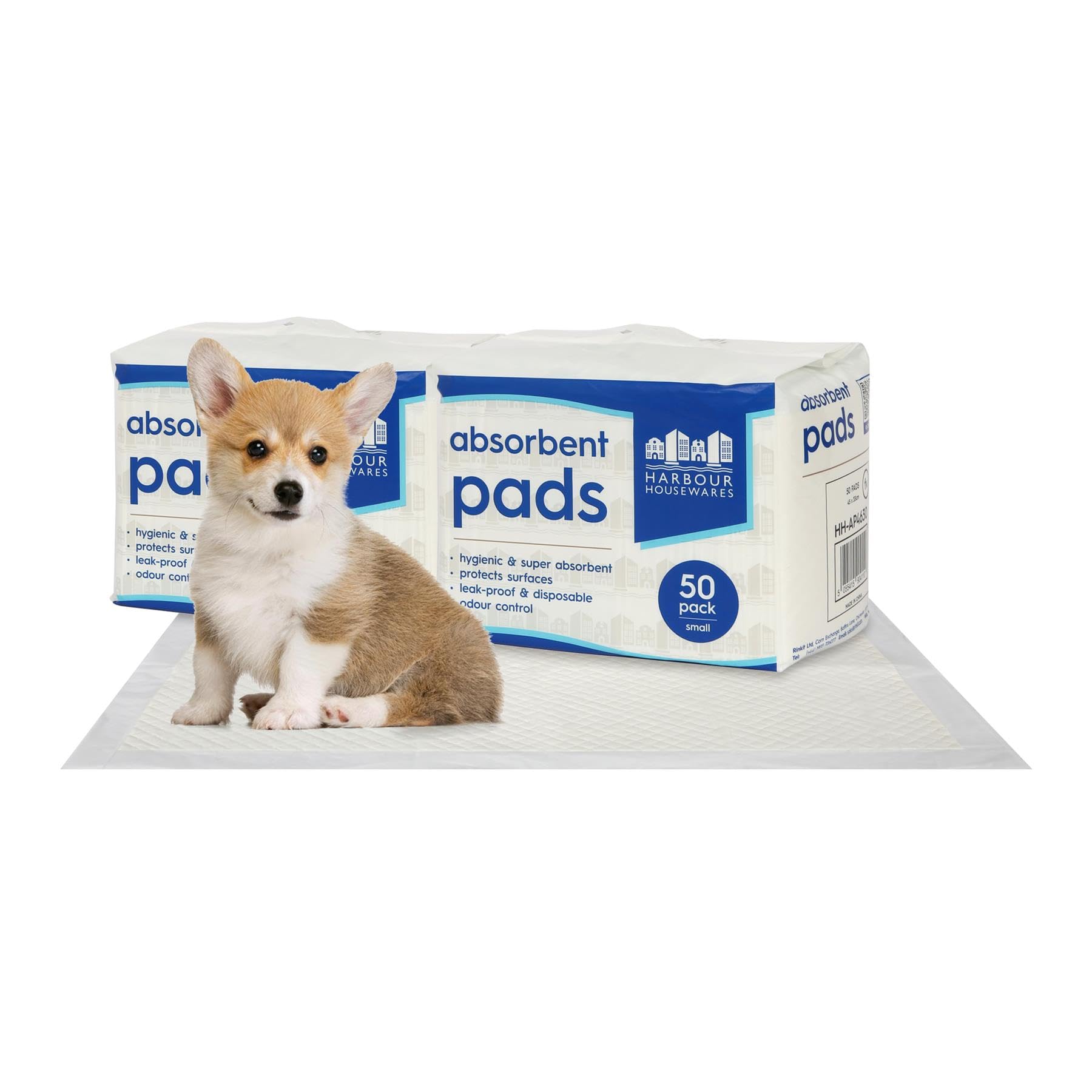 Harbour Housewares White 100X Disposable Puppy Pads - 32.5Cm X 45Cm - Small Absorbent Puppy Training Pads Leak-Proof Pee Pads For Dogs, Cats, Kittens Potty Training Mats