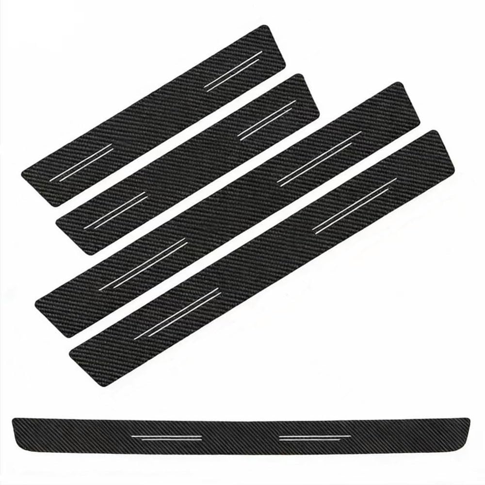 WRNiAa Car Door Sill Protector for SEAT Alhambra (7N 2010-2020), 5 Pack Carbon Fiber Scuff Plate Guard, Rear Trunk Bumper Anti-Scratch Cover, Threshold Protection Film