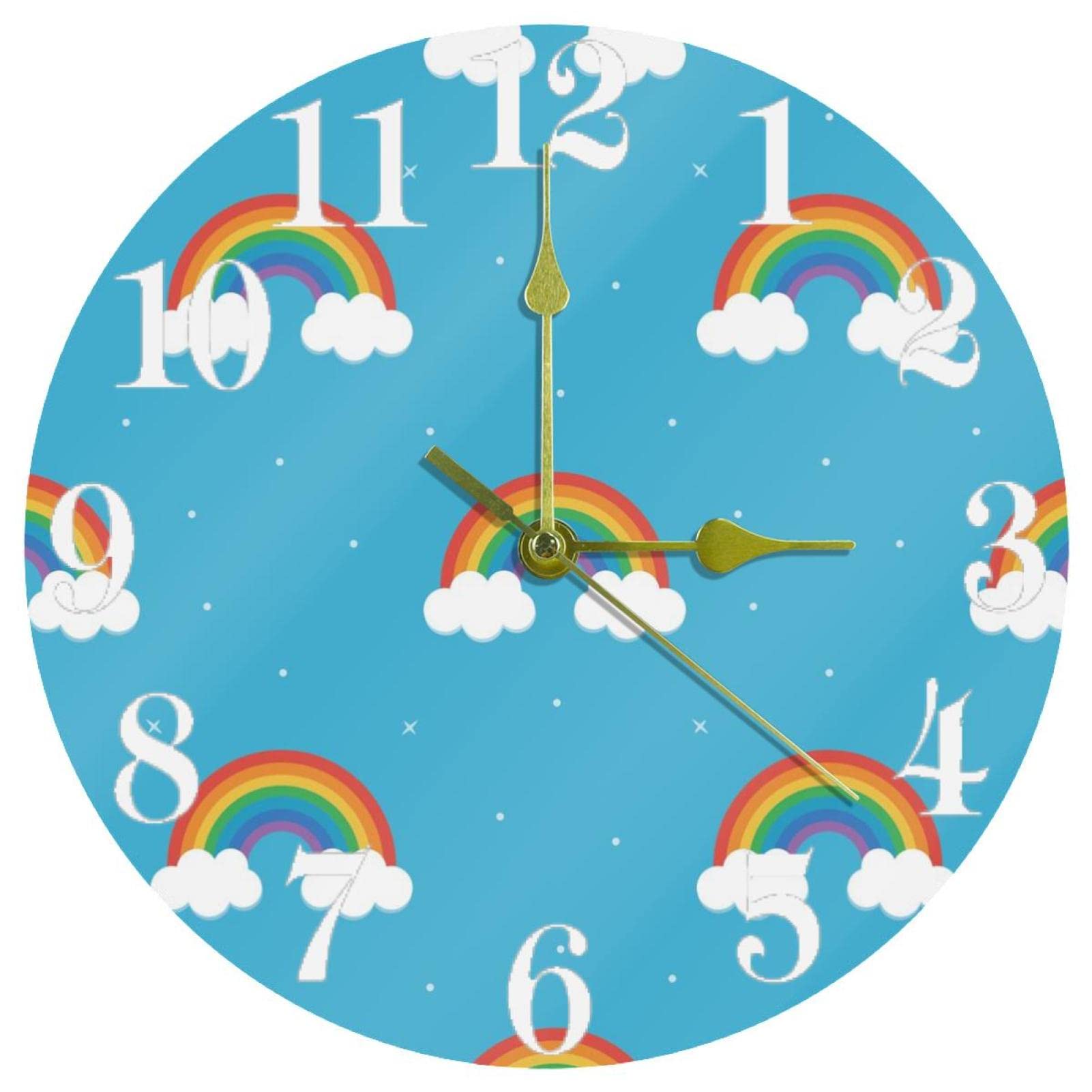 Horloge murale anti-bruit pour éliminer le tic-tac avec design arc-en-ciel