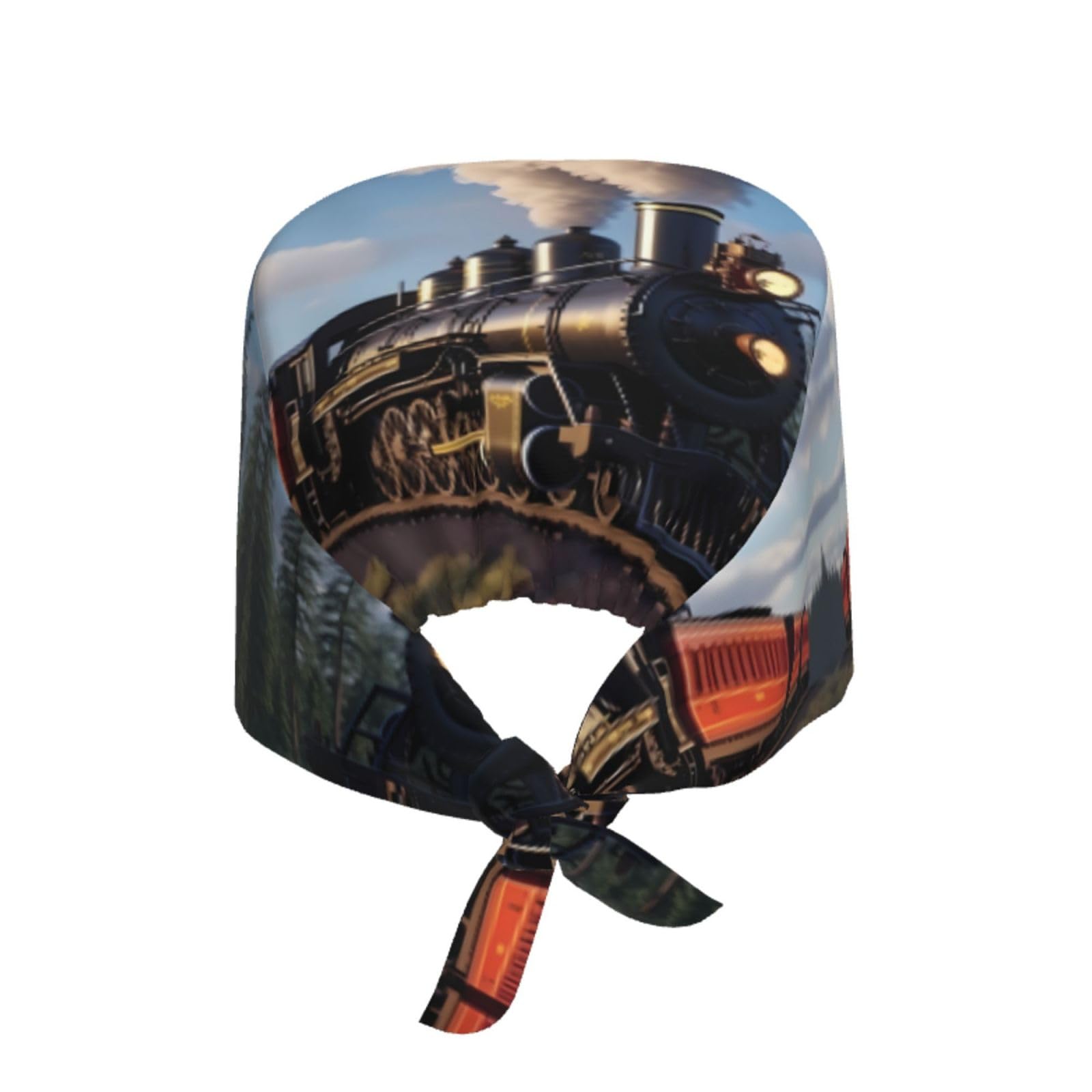 YYHWHJDE Breathable Work Hat Steam Locomotive Train Prints Adjustable Comfortable Chef Hat for Women & Men Black