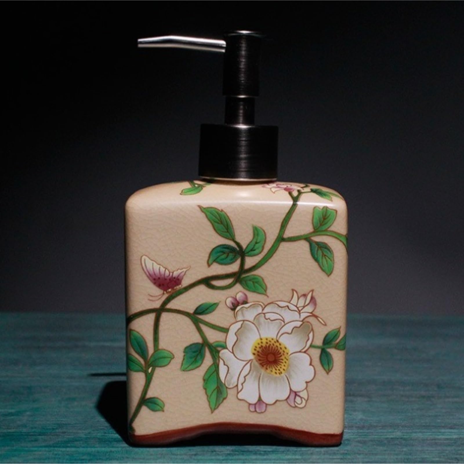 Dispenser Sapone Ricaricabile Dispenser Di Sapone In Ceramica Per Bagno E Cucina, Bottiglia Per Liquidi Da Ufficio Con Pompa Dosatore Liquido(White)
