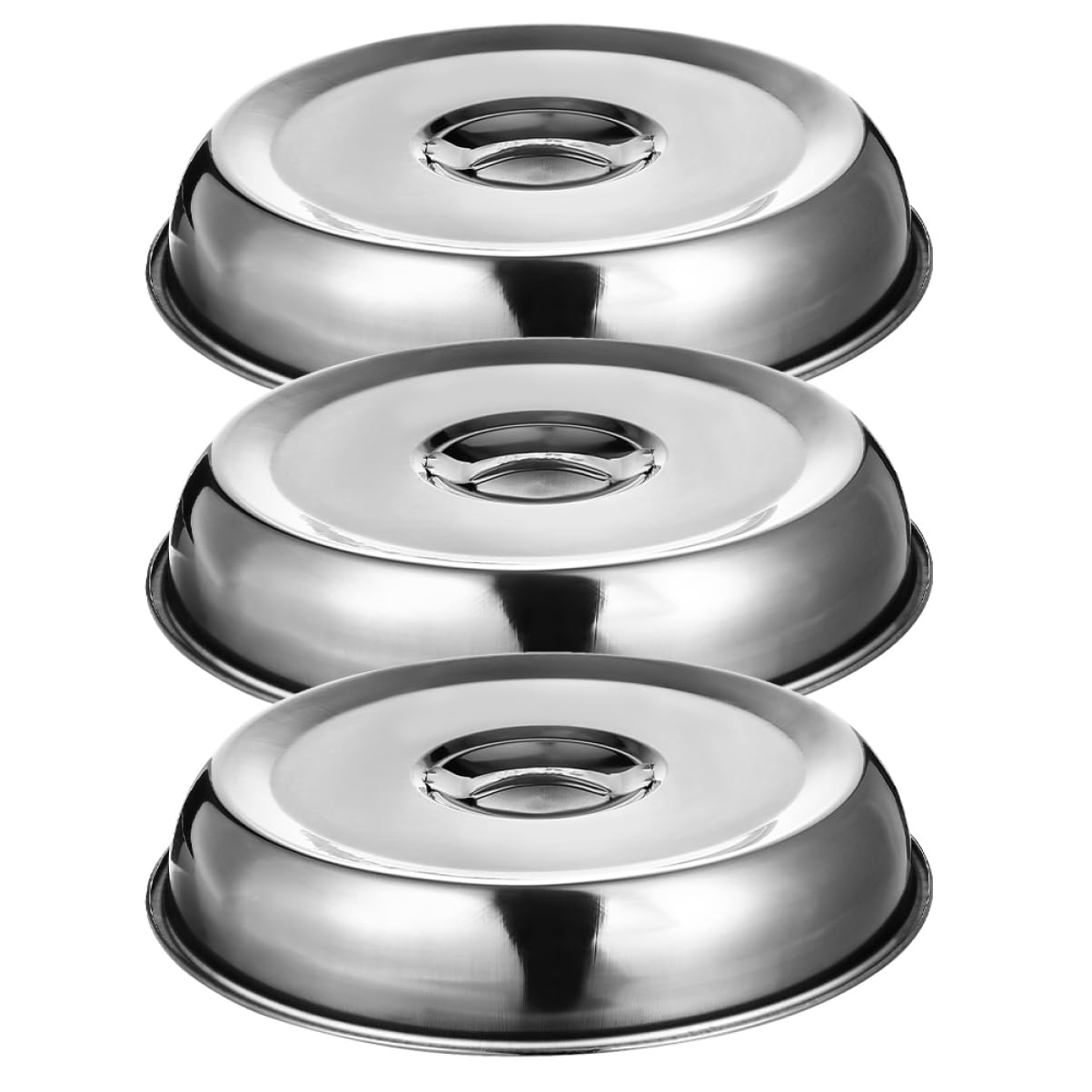 Cabilock 3pcs Stainless Steel Steak Dome Cover 28cm Food Protective Cover Anti-splashing Food Serving Dome for Bbq and Cooking