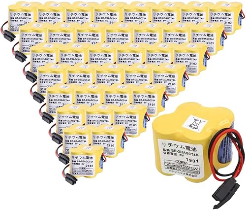 XIAOXX (Pack of 40) 4400mAh BR-23AGCT4A 6V Replacement Battery for FANUC A98L-0031-0025, CUSTOM-107, SHS749, ALIT0138, LIT0138 (Black Connector)