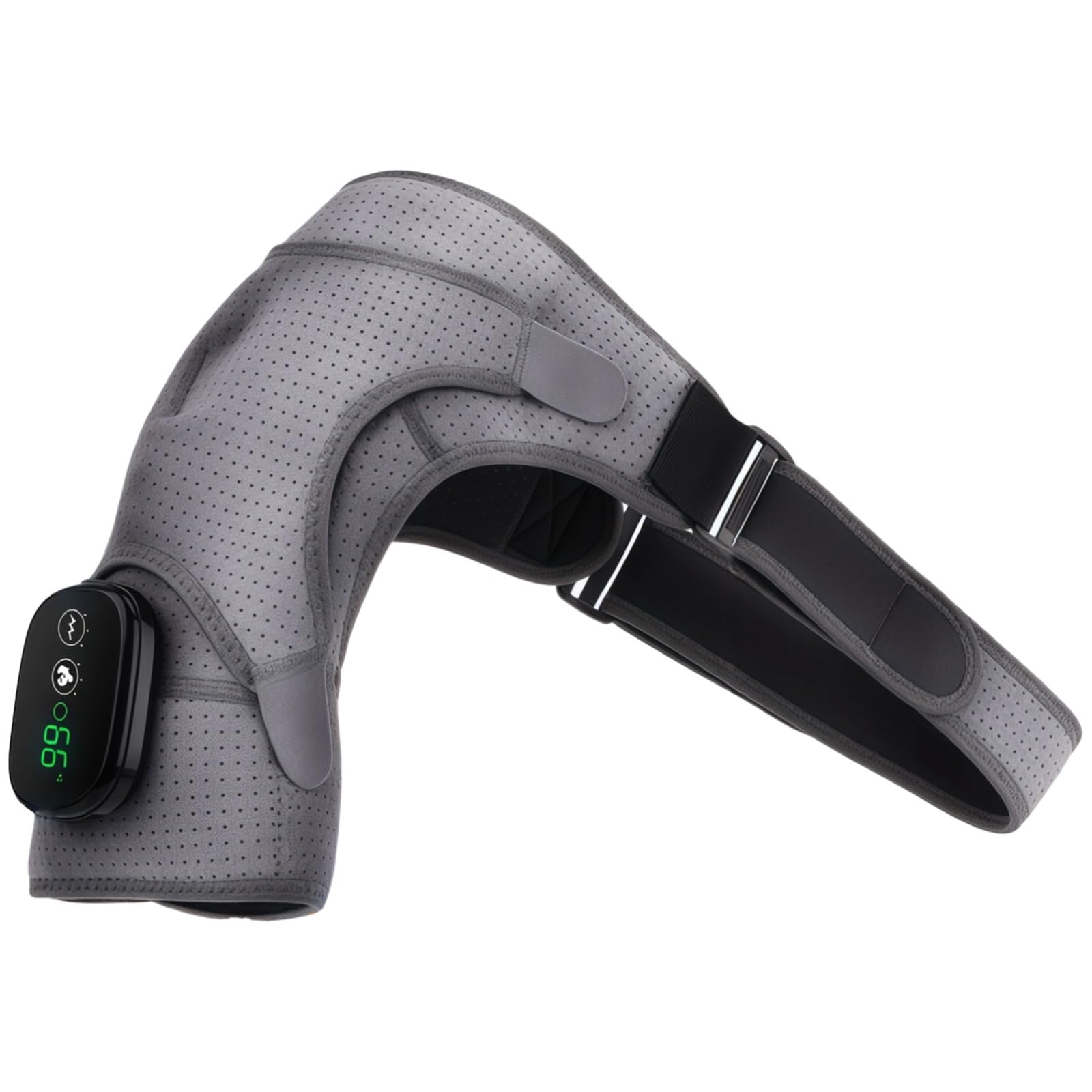 Cuscino riscaldante senza fili con massaggio a vibrazione, 3 livelli di calore e vibrazione, display touch screen, batteria da 5.000 mAh, fascia per spalla riscaldata per il comfort del rotatore