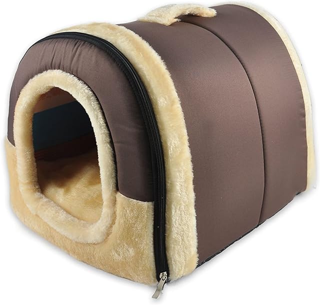 ANPPEX Igloo Dog House, Portable Cat Igloo Bed with Removable Cushion, 2 In 1 Washable Cozy Dog Igloo Bed Cat Cave, Foldable Non-Slip Warm for Pets Puppy Kitten Rabbit