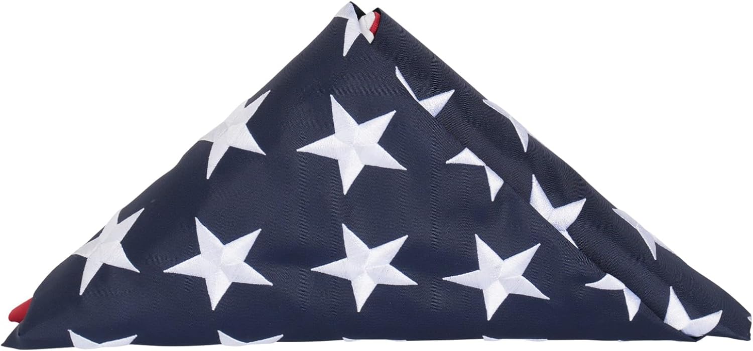 Homissor Folded American Flags 3x5 Ft 600D Nylon Heavy Duty Outdoor USA US Flags Embroidered Stars Long Lasting for All Weather High Winds
