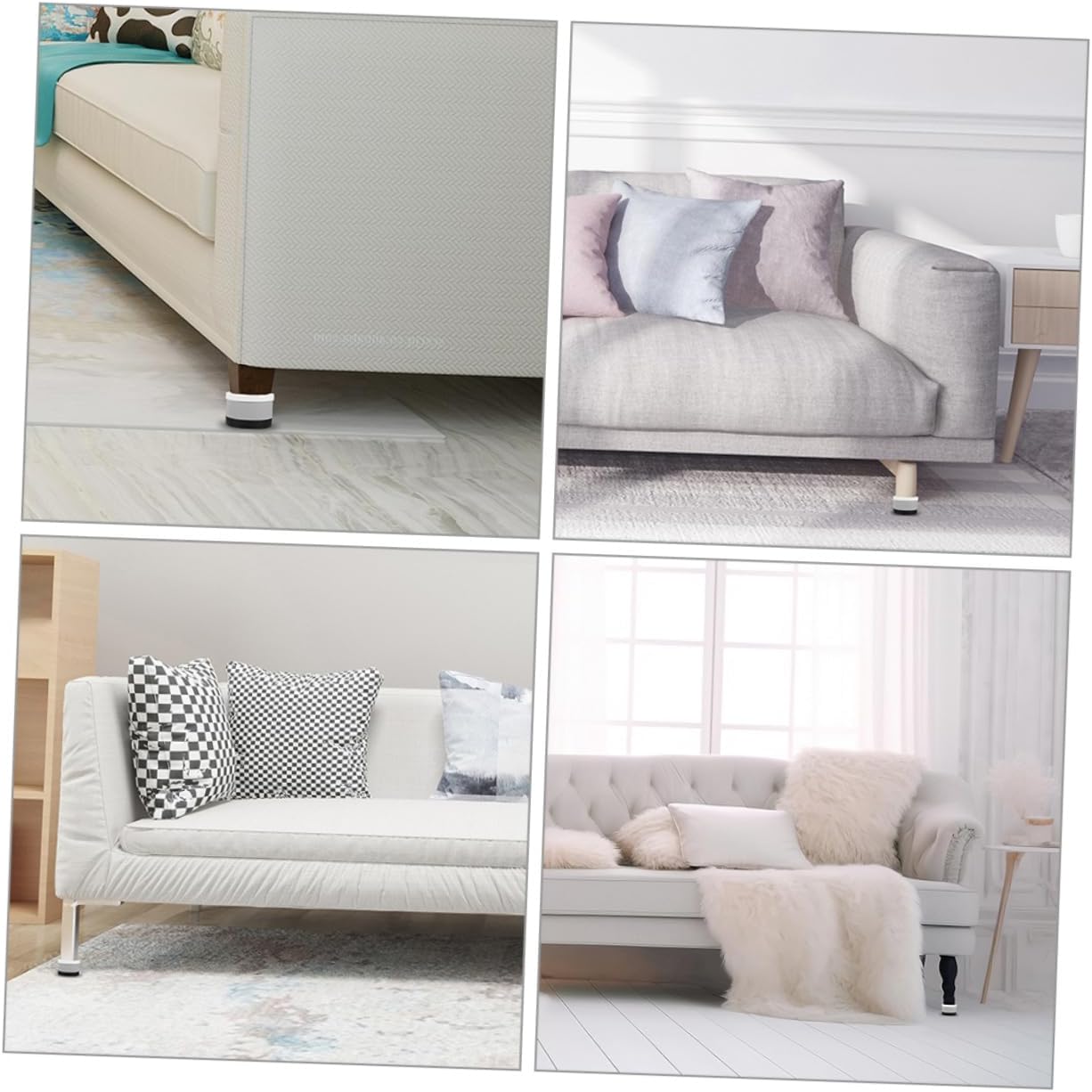 DOITOOL 8pcs Non-Slip Furniture Heightening Leg Pads for Chairs Tables Sofas and Washers Gray Elevate Easy to Install Durable Floor Protectors