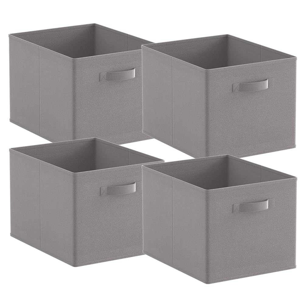 Foldable Storage Cubes Boxes Pack of 10 with Handle for Home Organization, Fabric Wardrobe Storage Box Organizer Basket Bins for Clothes Toys Towels, Collapsible&Durable Dark Blue 33x38x33cm — view 42