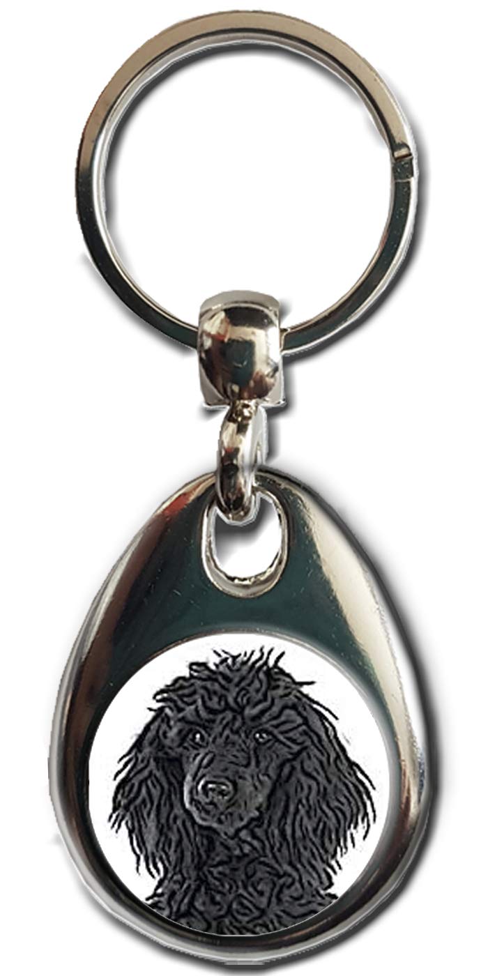 Kazmugz Multicolor Black Poodle Dog Keyring. Heavy Quality Metal Gift Keyring. Double Sided Keychain. Puppy Dog Pet Gift.