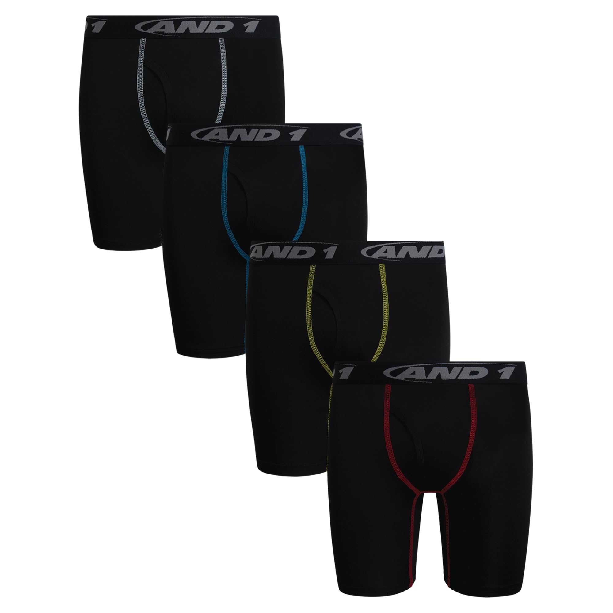 AND1 Boys Boxer Briefs - 4 Pack Performance Long Leg Boys Underwear Boxers with Functional Fly Pouch 6