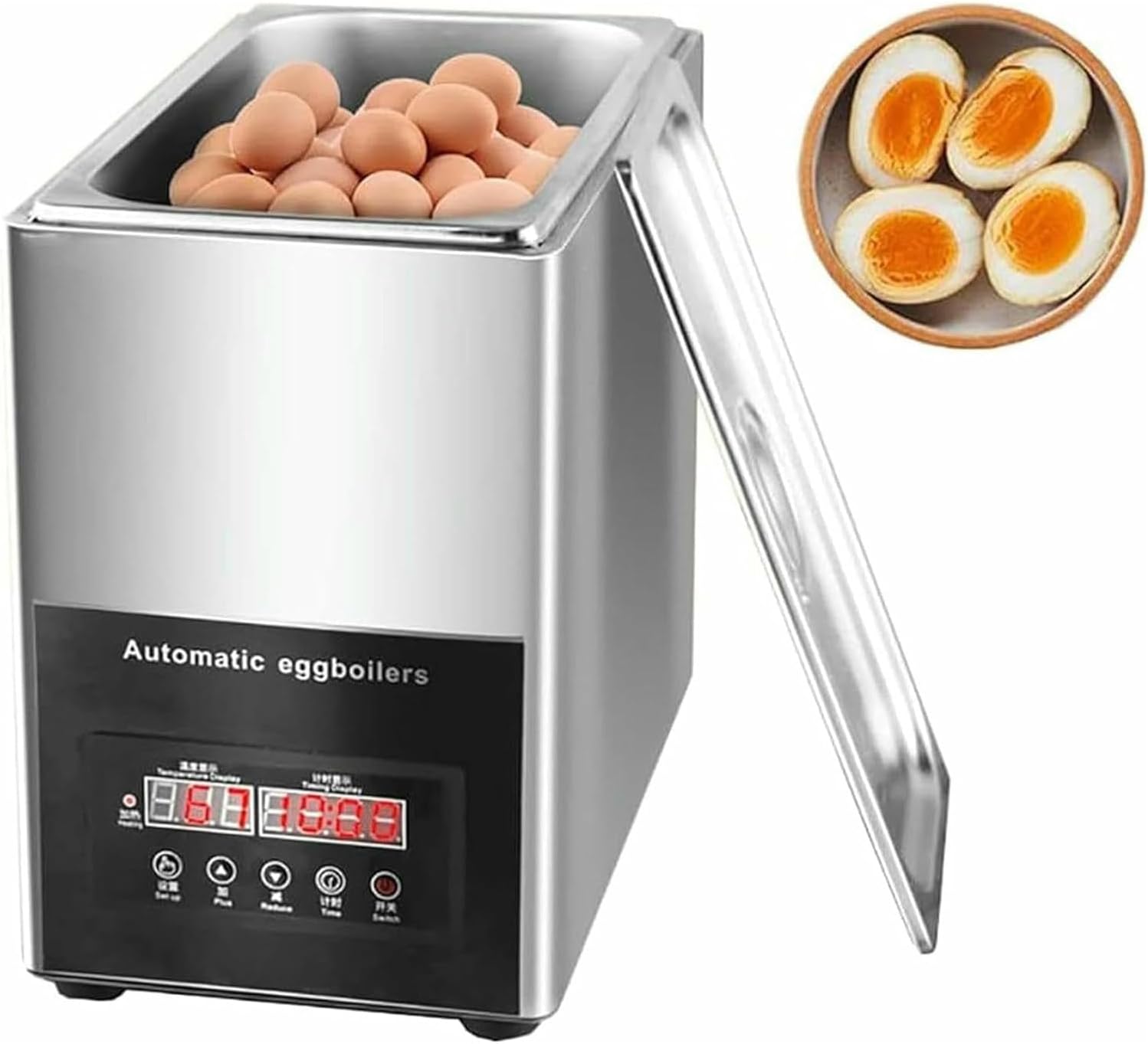 9L Commercial Hot Spring Egg Cooker, Electric Egg Cooker Boiler, Half-Boiled Egg Machine, Anti-Scalding Handle, Rapid Egg Cooker, Large Capacity, for 50 Perfect Soft, Medium and Hard Eggs