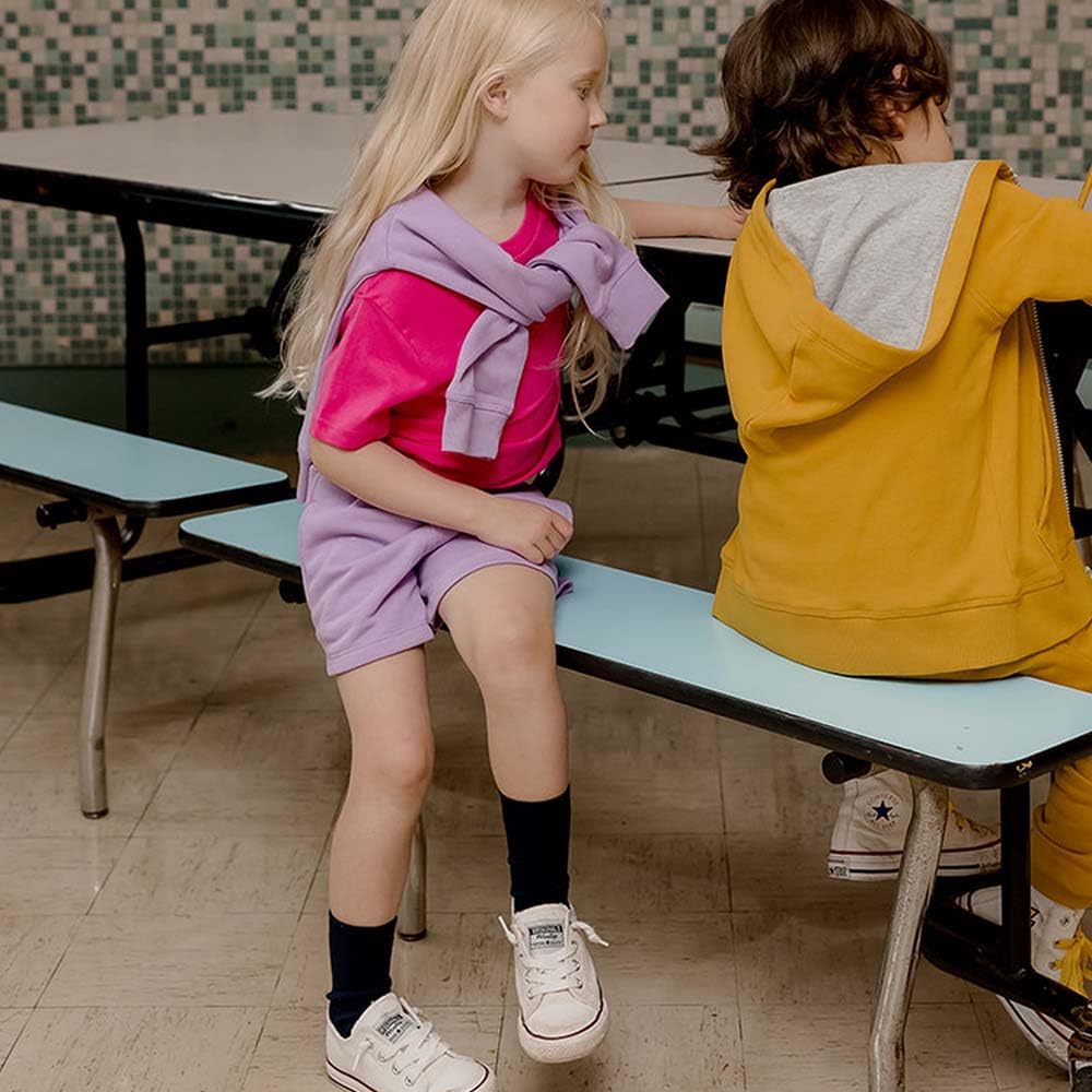 Mightly Girls' Track Shorts - 100% Organic Cotton, Colorful, Pockets Dolphin Shorts for Toddlers & Kids, Fair Trade Certified