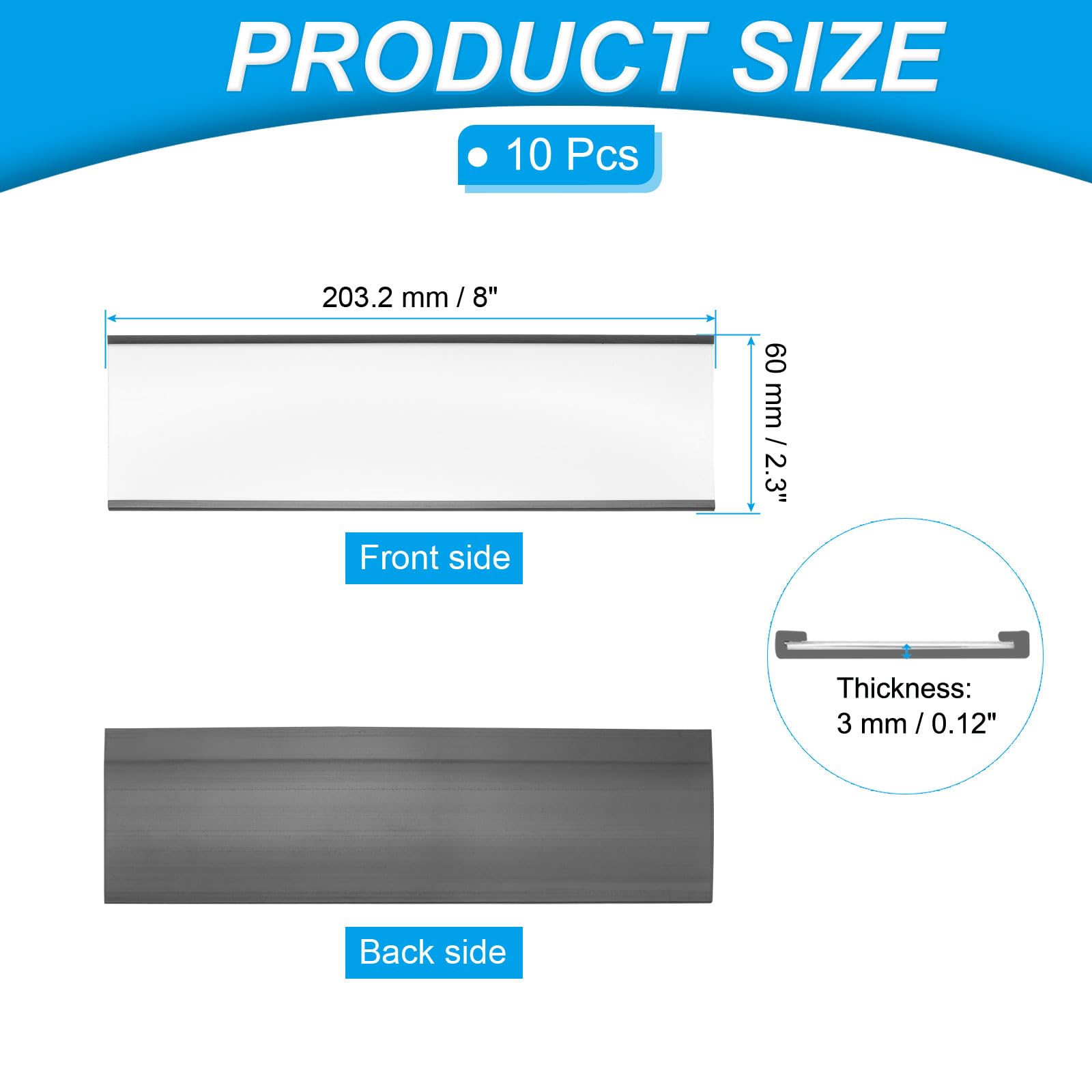 PATIKIL Magnetic Label Holder 8" x 2.3" with Paper Inserts - Image 2