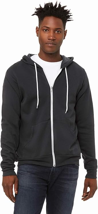 BELLA+CANVAS Unisex Sponge Fleece Full-Zip Hoodie L DTG Dark Grey