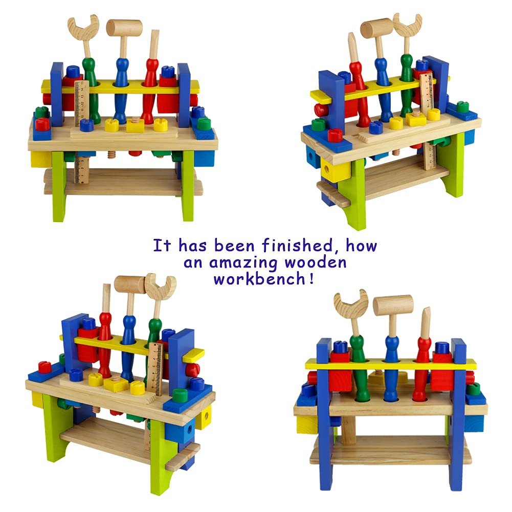Wooden Toys Workbench Kids Workbench Wooden Tool Kit DIY Workbench for