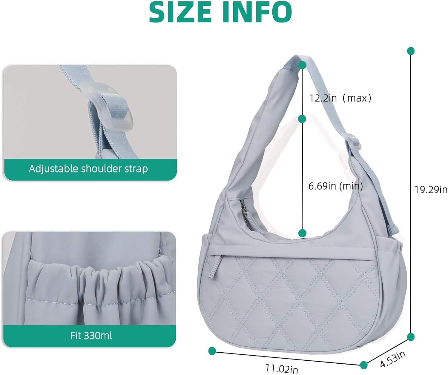 JANKS Small Puffer Crescent Shoulder Bag for Women, Nylon Quilted Puffy Crossbody Purse, Cute Hobo Shoulder Handbags - Image 3