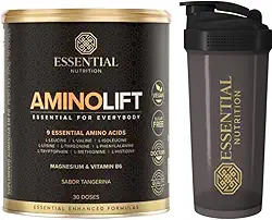 Aminolift - 9 aminoácidos essenciais - Sabor Tangerina - Essential Nutrition + Coqueteleira oficial