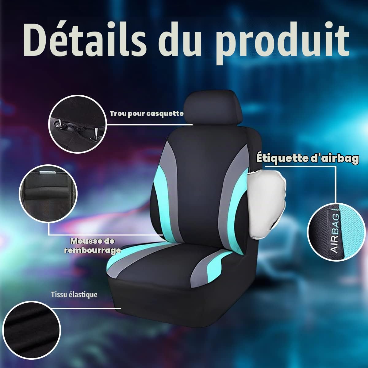 JNNJ 9 Pièces Set Complet Housses De Siège Voiture, Siège Auto Respirant Antidérapant, Siège Accessoire Interieur Universelle Housses De Sièges pour La Plupart des Voitures, Camionnettes(Vert)
