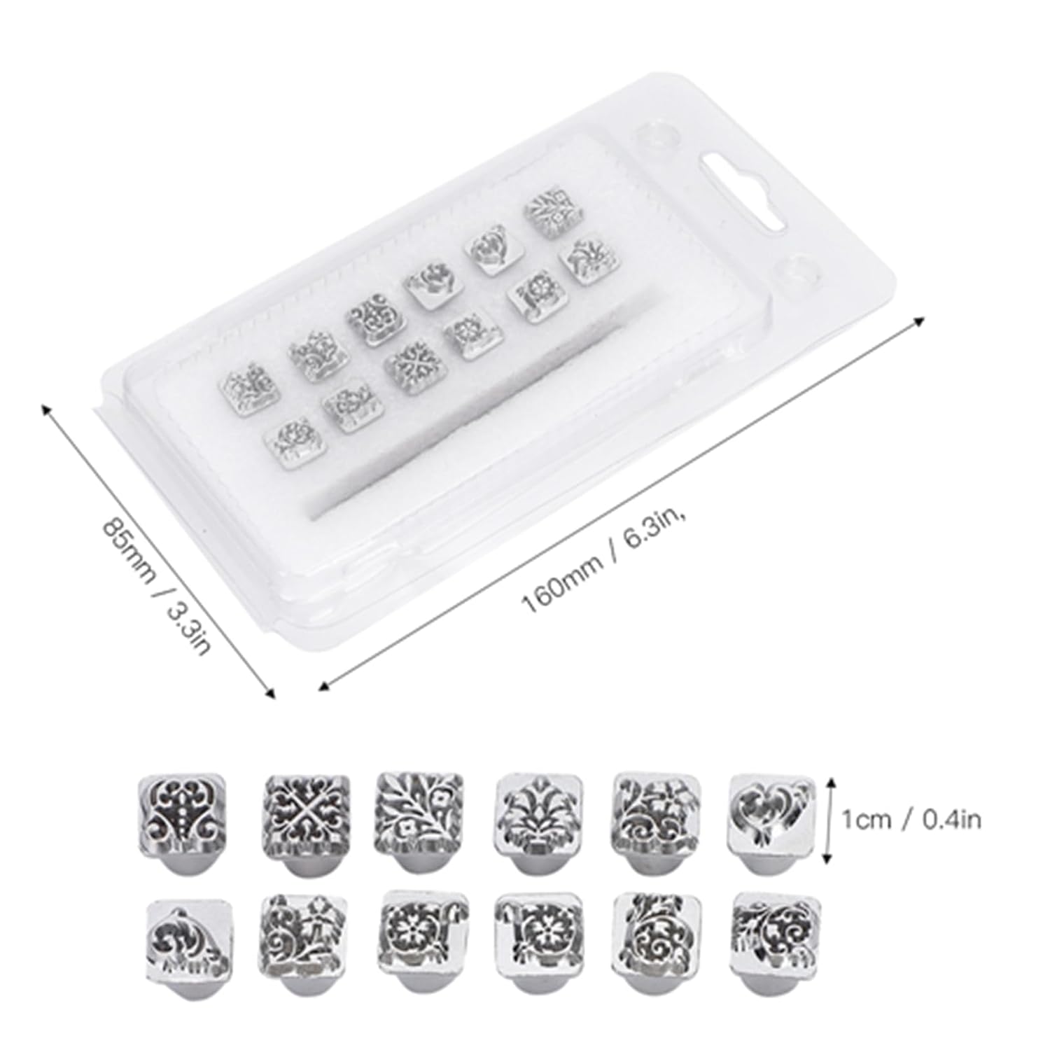 12PCS 10mm Leathercraft Flower Pattern Stamps, Zinc Alloy Stamps Punch Set Tool with Handle,Leathercraft Printing Tool for Leather Craft Belt Bag Craft DIY Jewelry Marking,12 Shapes