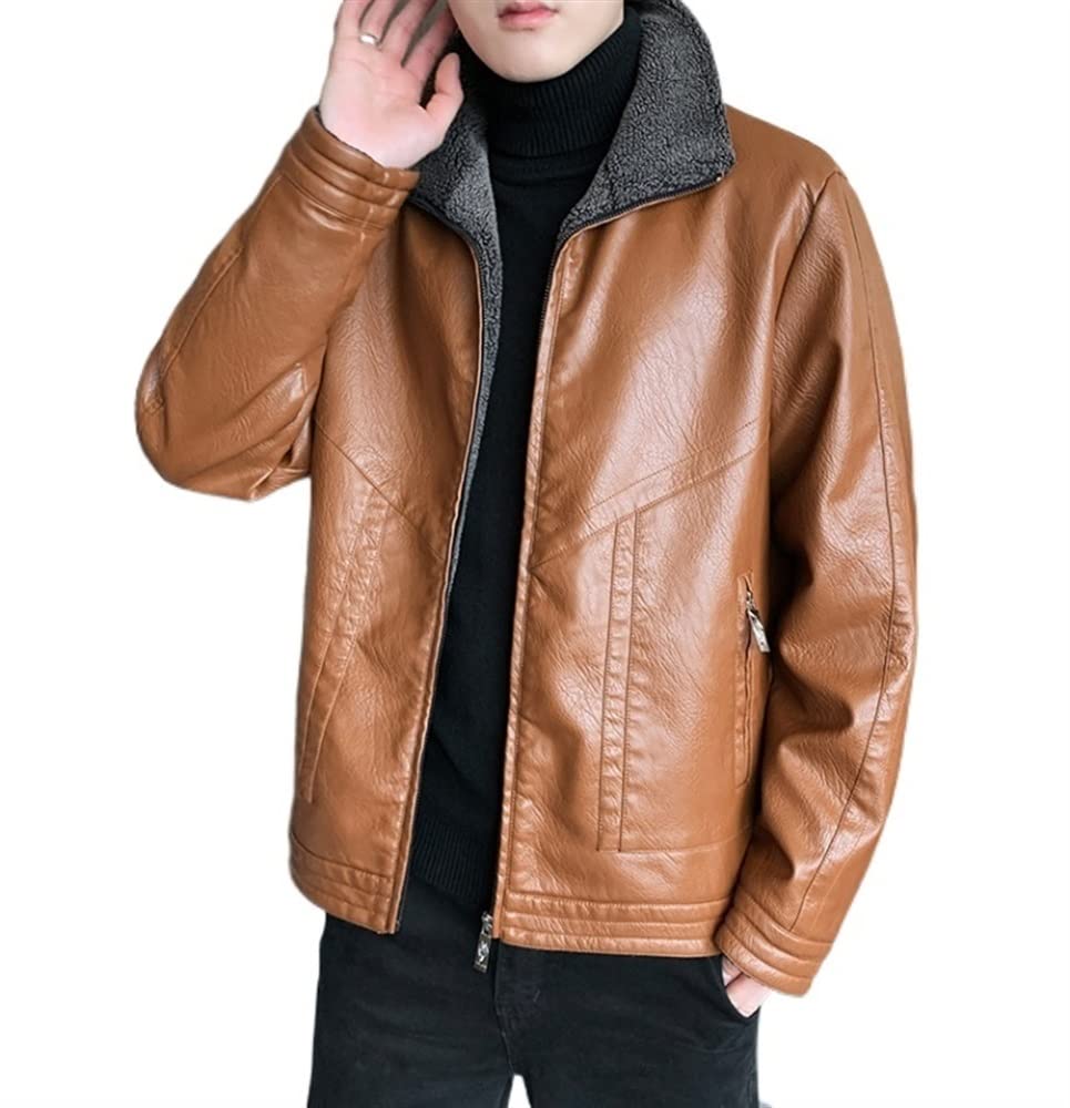 Herenjassen Winter Heren Fleece Kraag Motorjas Een Stuk Bont Casual Outdoor Thermische Lederen Wollen Jas Mannelijke S 5XL Van 25,04 € | DHgate
