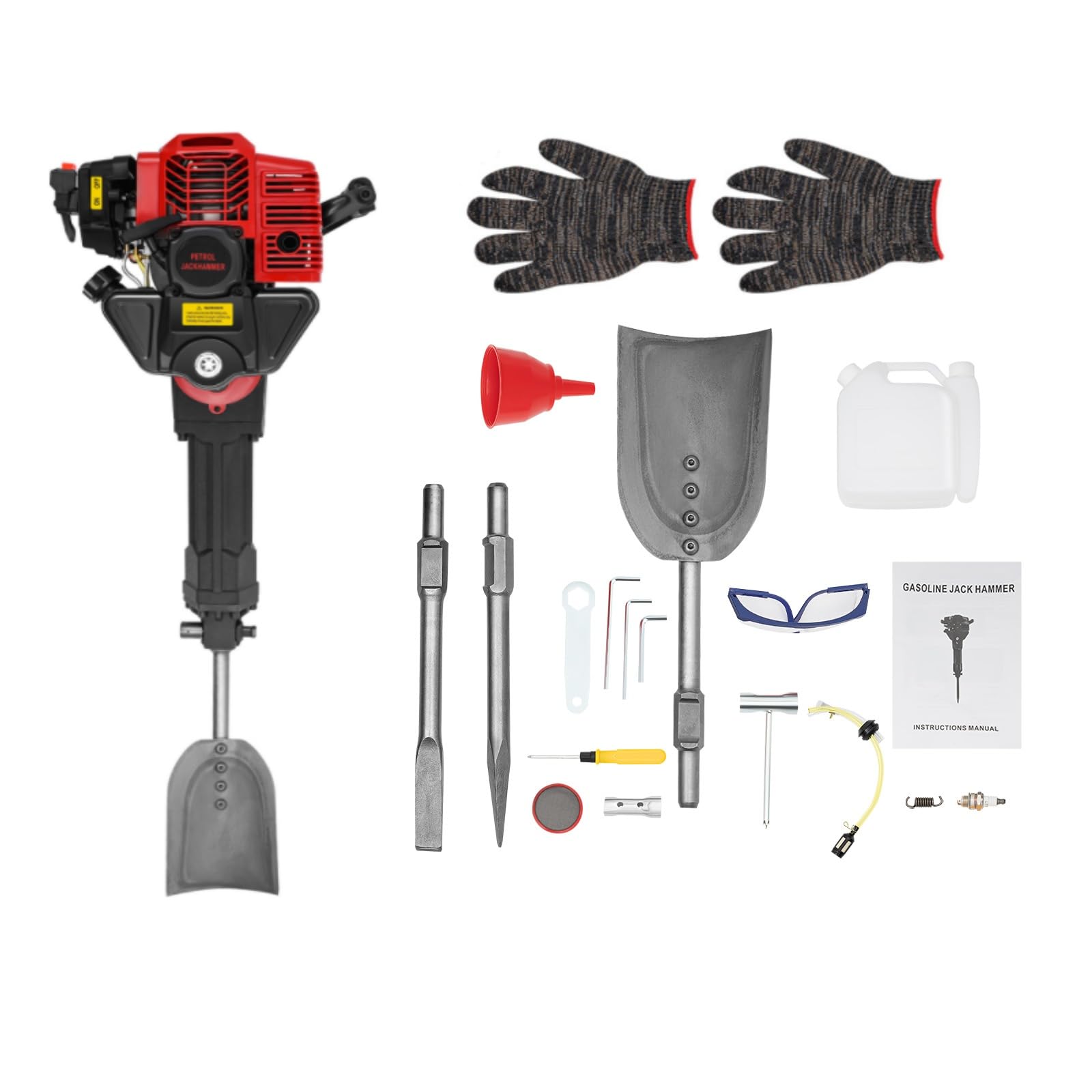 Excavatrice d'arbre de jardin 52cc 1900W deux temps Essence, monilindol, refroidi par air, excavatrice d'excavation avec deux boutons et lunettes de protection