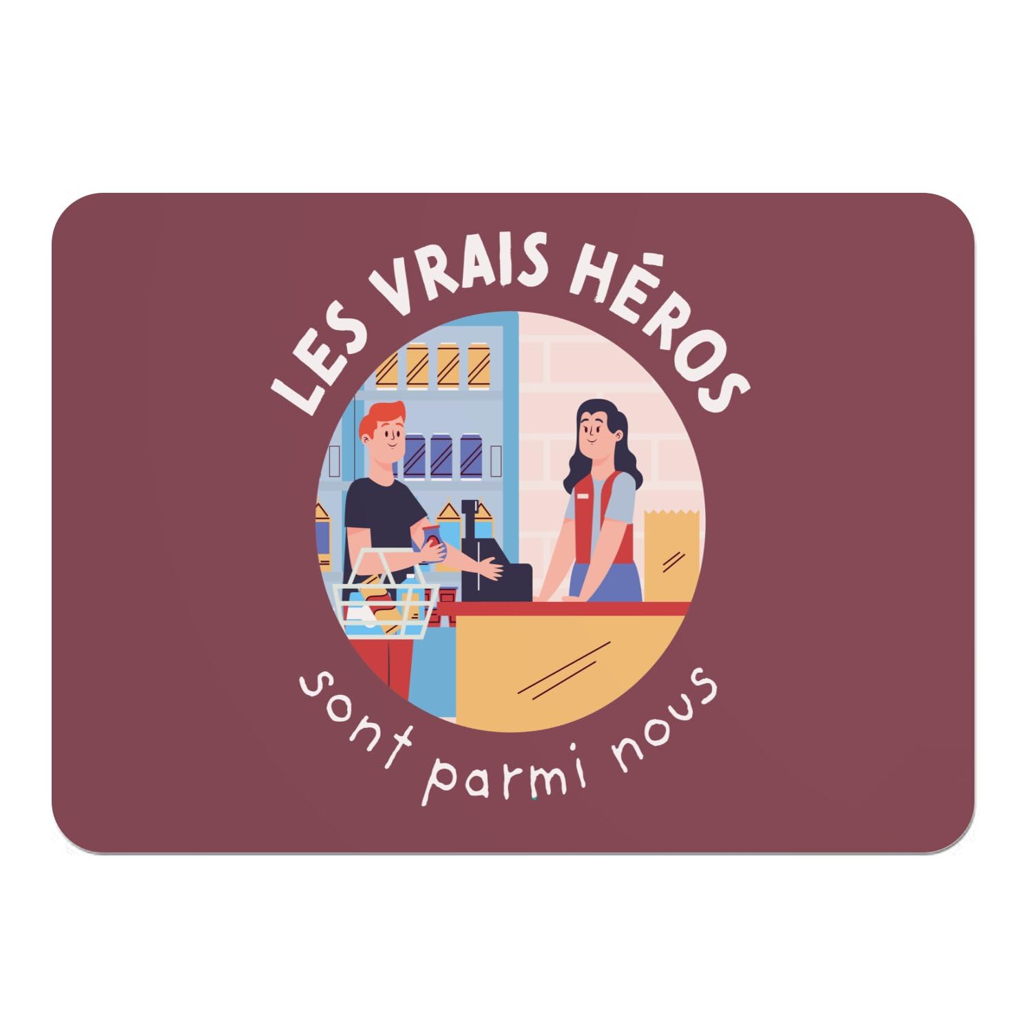 Sets de table rouge en liège 39,5x28,5 cm Les Vrais Héros Caissière Vendeuse