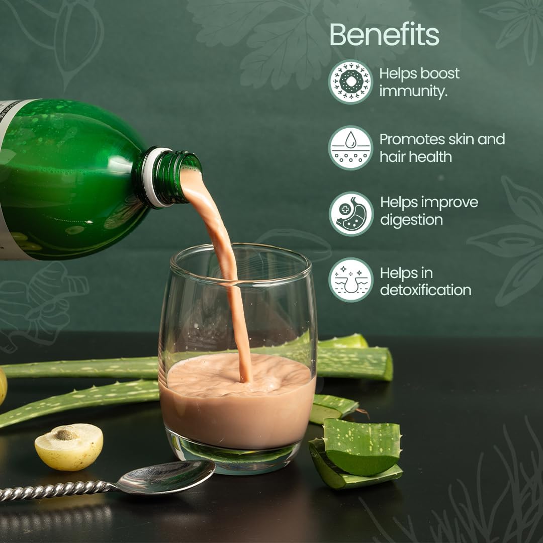 Krishna's Aloe Vera Amla Mix Juice - 500 ml | Una mezcla perfecta para un cuerpo saludable | Para cabello sano, piel, digestión e inmunidad